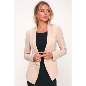 Lulus Miss Punctuality Taupe Lightweight Blazer Beige - Size M